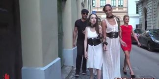 Steve Holmes and crew dominate two European slaves in a wild outdoor group orgy