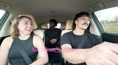 Carpool ride turns wife gets fucked in backseat while husband watches
