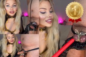 The BEST CBT Inverted Chastity with fake penis & electro - Slavena