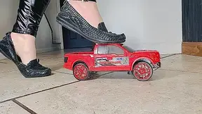 Woman Crushes Toy Car With Oxford Flat Hush Puppies