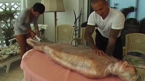 Plastic Wrapped Blonde Slut Encased and Teased Relentlessly