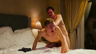 Blond twink Jack Bailey bareback fucked by dominant jock Greg McKeon
