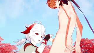 Kazuha X Tartaglia Firm Hump - Genshin Influence Yaoi gets a messy creampie in his tight ass!