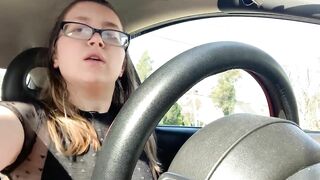 women Masturbating inside Outdoors into her Vehicle