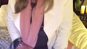 Mature Pretty Babe Horny Jerking Off Big Cock: Solo Lingerie Masturbation Cumshot