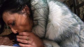 milfycalla- face fuck,cum play while wearing a hot grey fur-coat and long boots 214