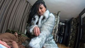 milfycalla- face fuck,cum play while wearing a hot grey fur-coat and long boots 214
