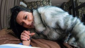 milfycalla- face fuck,cum play while wearing a hot grey fur-coat and long boots 214