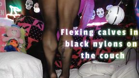 Calf Muscle Nylon Seduction on the Sofa
