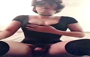 Chinese crossdresser playing with vibrator