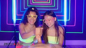 Lulu Chu And Ella Cruz Vape While Giving Handjob