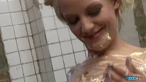 Impure lesbians spread food all over their bodies as they rub themselves and eat each other out