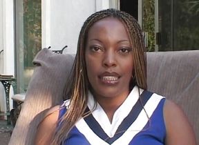Big ass ebony cheerleader blows and rides big cock outdoors