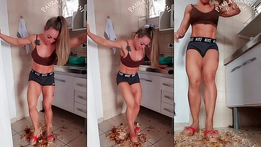 Paula crush the chicken use wood clogs Dr Scholl's