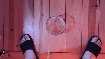 Pissing in a glass in front of my naked and hard flatmate