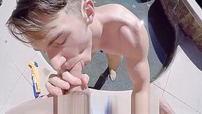 MenPOV Outdoor pool fuck and facial with Jack Hunter