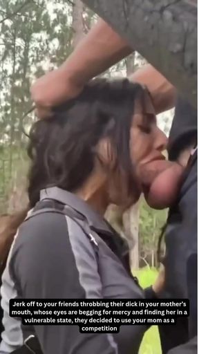 Face-fucked mom gets it from her friends' son with a thick cock