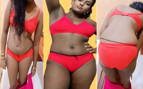 Desi Tamil  Housewife Seduces Bull in Red Underwear - Nipple Play, Cuck Watches! IndianHotwifeX