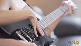 OLD4K. Old guitar guy pushes penis in Romanian mademoiselles opening