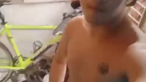Pinoy Twink Jerks Off in Father's Garage, Unloads Thick Cum