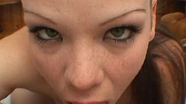 A porn producer praises a young actress for giving a good blowjob.