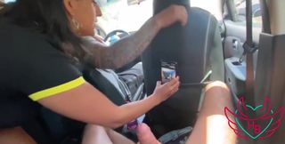 Sucked Her Stepson While the Cuckold Was Driving