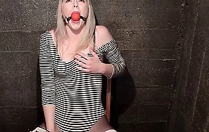 Petite blonde is hogtied and toyed