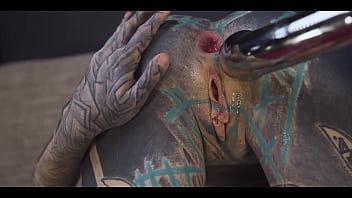 Anuskatzz gets a stainless steel dildo to shove up her ass