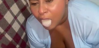 The Loan Shark Came to My House to Collect a Debt, I Didn't Have Any Money so I Ended up Taking a Lot of Cum in My Mouth and Eve