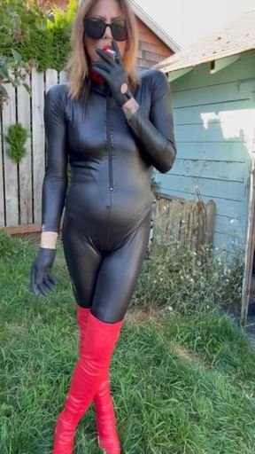 Catsuit and boots