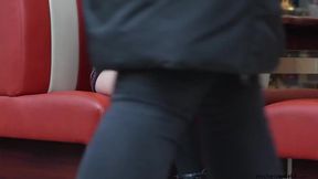 Shemale Slaves Gush Cum Upskirt Exposed in Public Diner Orgy