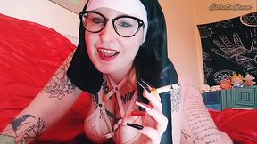 Nun gets horny smoking a cigar