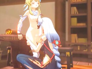 Shenhe x Lumine Screw every other eager - Shemale hentai genshin Impact