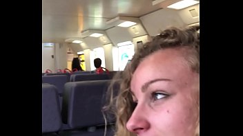 Angel Emily public blowjob in the train and cumswallowing !!