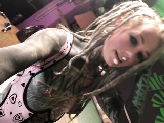 Tattooed Emo Whore Plays with Booty Plug