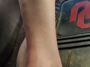 Pedal pumping  and stomping Twinkies barefooted
