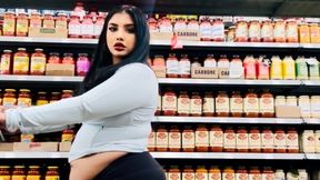 TORTA BBW AT THE GROCERY STORE IN PUBLIC WITH HER BIG BELLY OUT