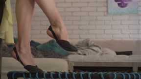 Goddess Amber Is In The House - Black And Leather Half Ballet Shoes - Full