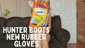 new yellow rubber glove and hunter boots