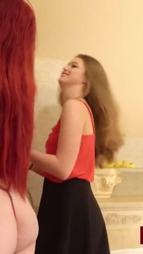 Key moment from &quot;Three alluring women engage in a Strip Rock Paper Scissors game&quot;