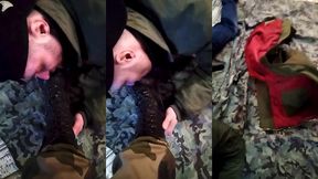 military man catch and dominate young skinhead