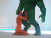 Muscular Furry alien fucked a nerd in the mouth