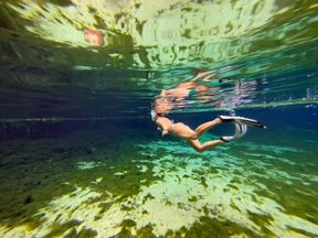 Carissa in the public springs with more freediving and lots of breast exposure