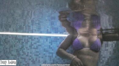 Public Pool Flashing Latina Choked Gushed by Stranger Underwater