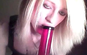 Platinum blonde emo tgirl does a bit of softcore posing