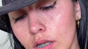 Playful cowgirl has fun with a white cock and masturbates until she cums all over