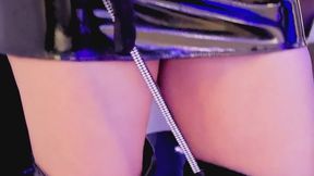 Mistress Ju Leah in Shiny Latex - High Heel Boots & Cruel Whip Domination