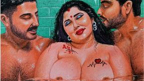 Steamy affair between seductive Indian woman and two lustful relative strangers