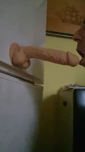 Hot sucking with my big dildo