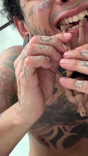 Domination of a Small Human by the Giant Demon Macabreink